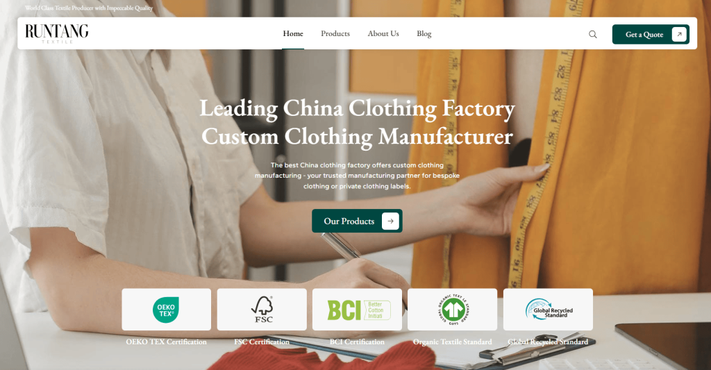 Runtang clothing manufacturer