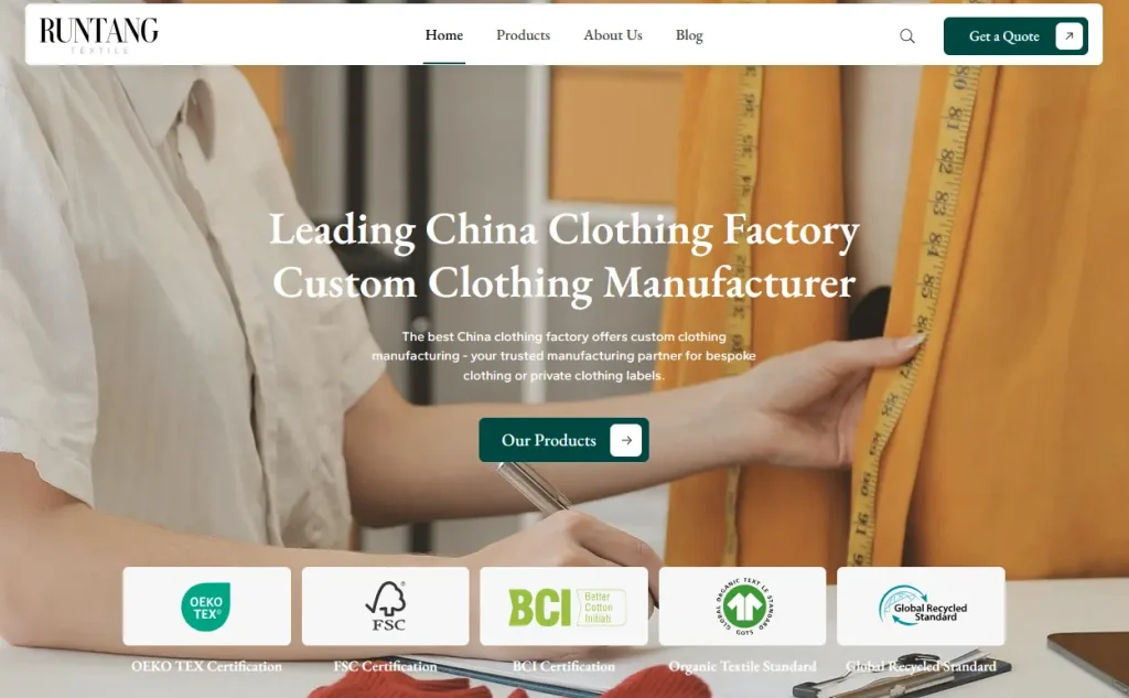 Runtang Textile clothing manufacturer
