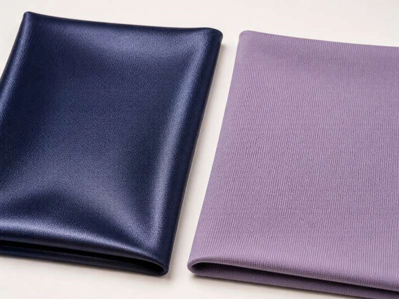Close-up texture comparison of velocity and nylon-spandex leotard fabric